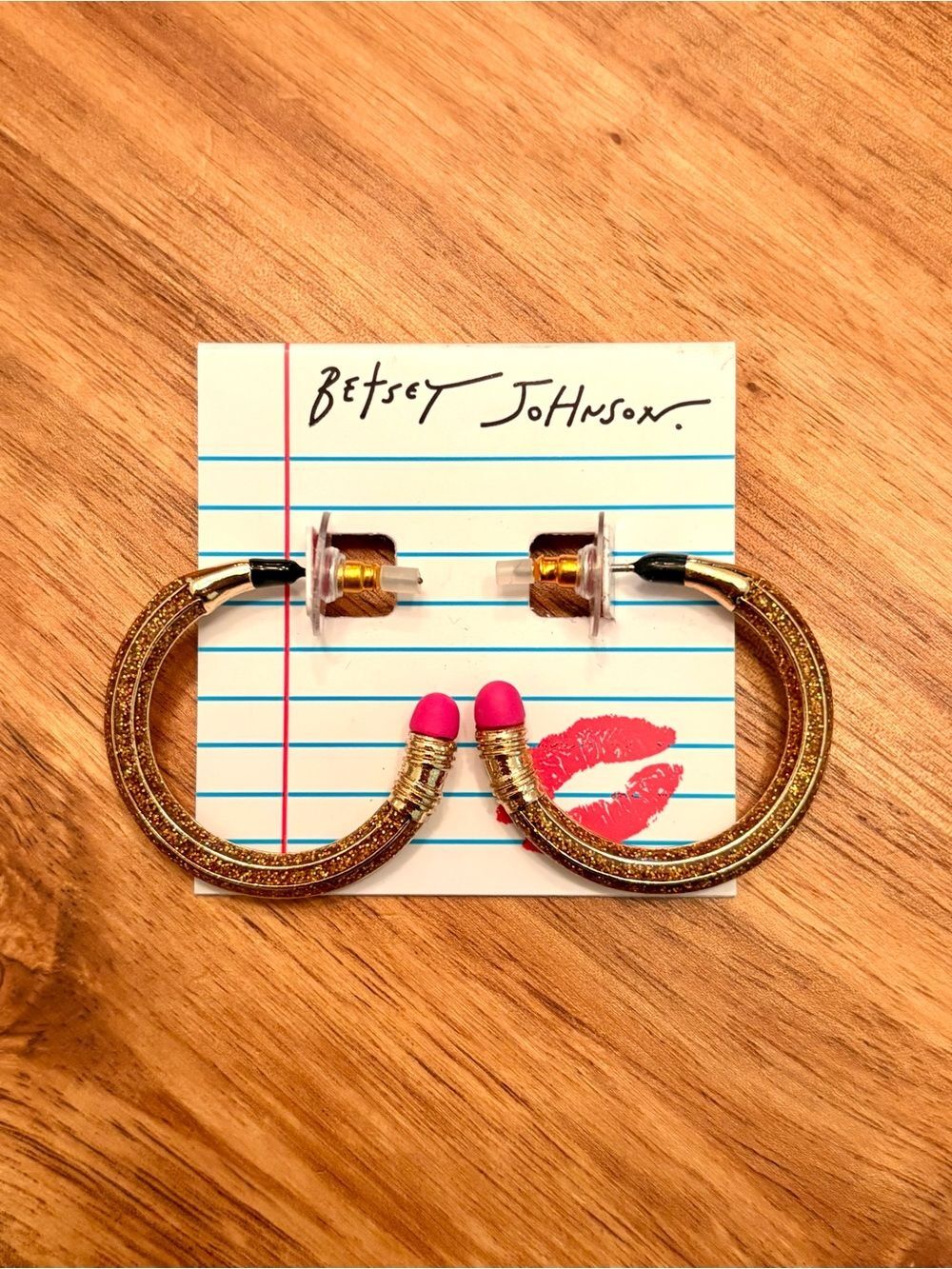Betsey Johnson | Pencil Hoop Earrings | 1 1/4” Diameter
